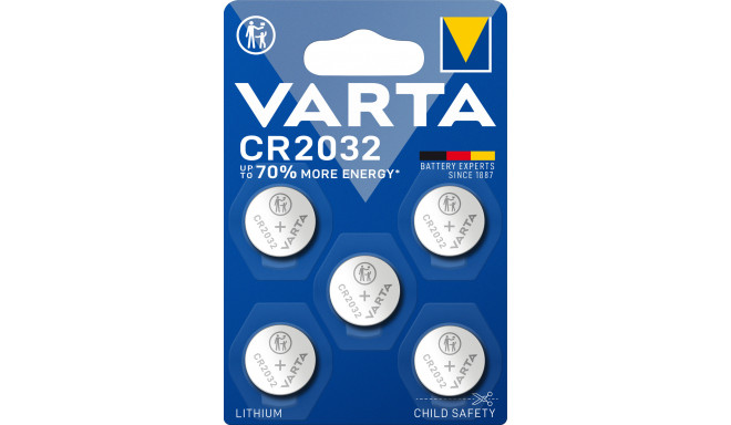 Varta Batterie Lithium Knopfzelle CR2032 3V 5er-Blister