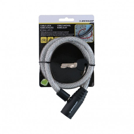 Dunlop - Zapięcie do roweru spiralne na klucz 65 cm (biały)