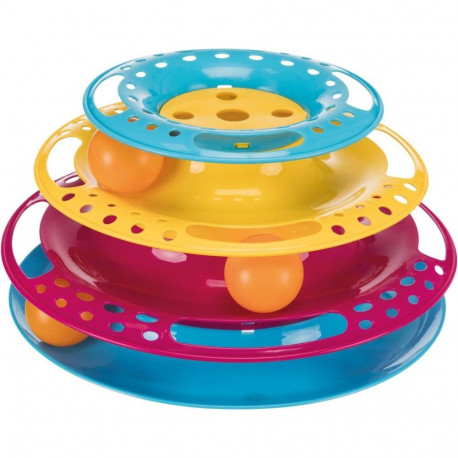 Žaislas katėms apskritas bokštelis - gaudykite kamuoliukus, plastikinis, ø 25 × 13 cm