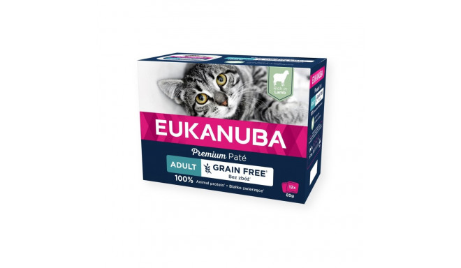 Drėgnas ėrienos maistas suaugusiems katėms 12x85 g, Eukanuba