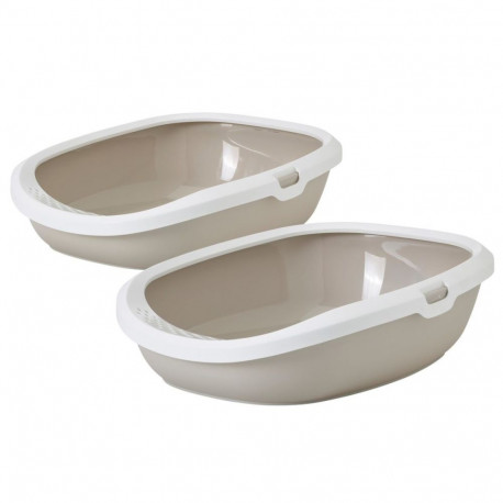 Cat litterbox Gizmo M 44x35,5x12,5cm white/beige