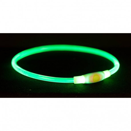 Safety collar flash light ring USB, LXL: 65 cm/d 8 mm, green