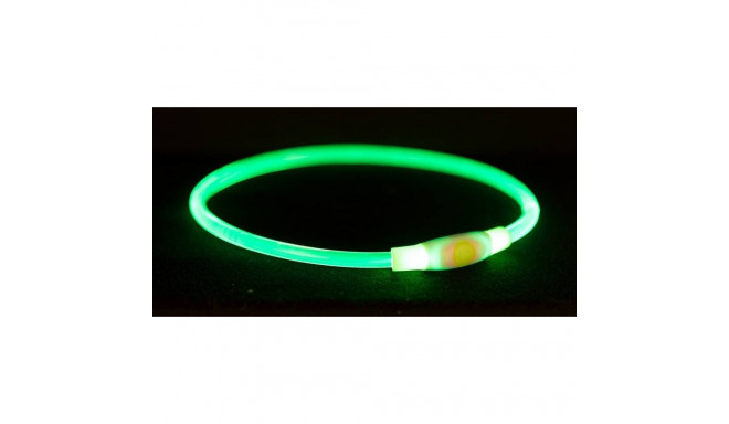 Safety collar flash light ring USB, LXL: 65 cm/d 8 mm, green