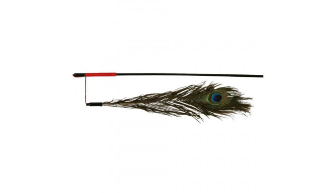 Toy for cats Playing rod with artificial peacock feather, 47 cm