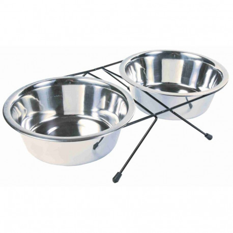 Set of steel bowls with raised base eat on feet, 2 × 1.8 l/ø 20 cm, Trixie