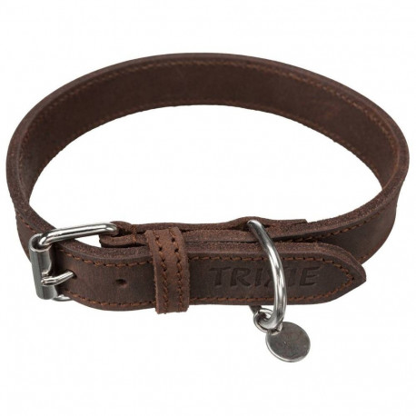 Rustic fatleather collar, M: 37–44 cm/25 mm, dark brown
