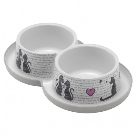 Double trendy dinner - 2 x 350 ml cat's in love grey white, Moderna products