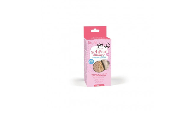 Baby Cat chicken + salmon multipack mousse and shreds wet food for kittens 3x55g, Schesir