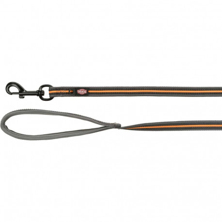 Fusion tracking leash, rubberised, M–XL: 10 m/17 mm, graphite/papaya