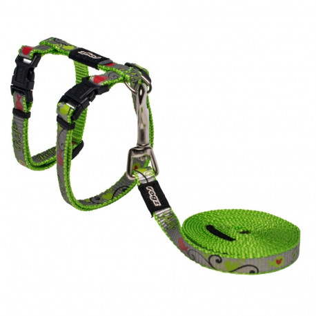 Cat braces+leash Reflectocat Lime 1.8m/24-40cm, Rogz