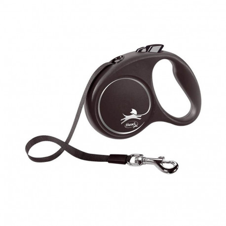 Walking leash Black Design S Ribbon 5m, black, Flexi