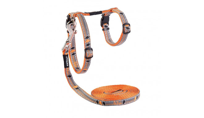 Kassi traksid+jalutusrihm Rogz NightCat oranž Birds On Wire 24-40cm/1,8m