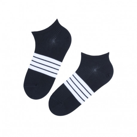 SOKISAHTEL RICCO tumesinised madalad triibulised puuvillased sokid 446