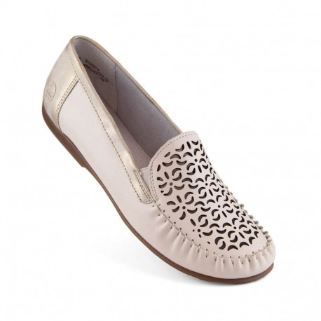 Rieker W RKR658 comfortable leather openwork shoes, beige (36)