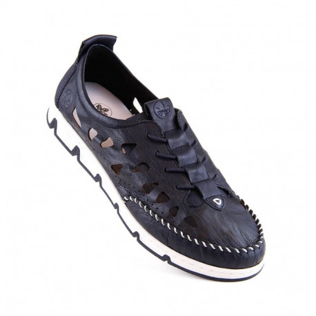 Rieker W RKR652 navy blue openwork leather shoes (41)