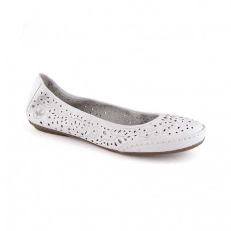 Rieker W RKR649 comfortable leather openwork shoes, white (36)
