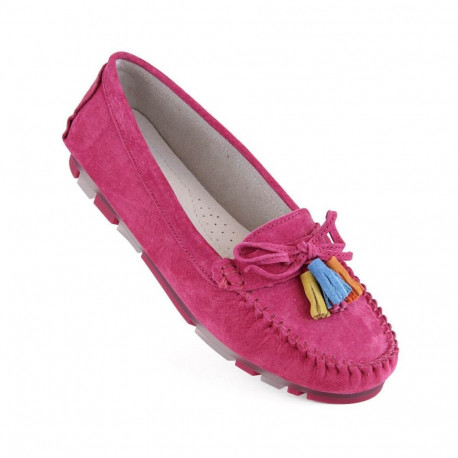Filippo W PAW506B suede leather loafers with fringes fuchsia (36)