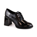 Vinceza W JAN295A black patent leather shoes with a decorative heel (39)