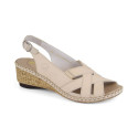 Comfortable leather sandals Rieker W RKR682, beige (41)