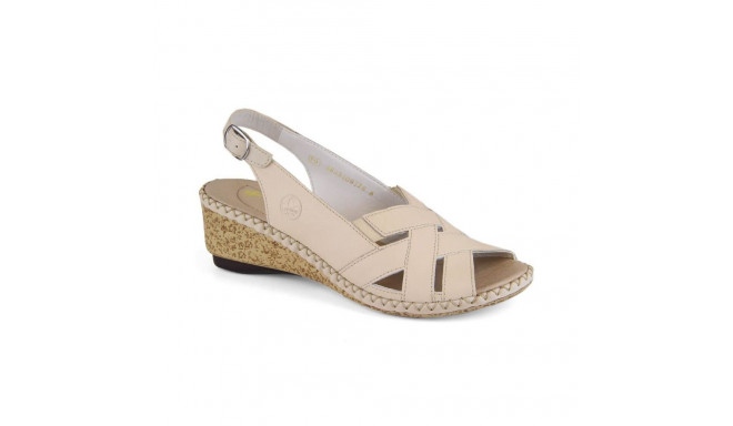 Comfortable leather sandals Rieker W RKR682, beige (41)