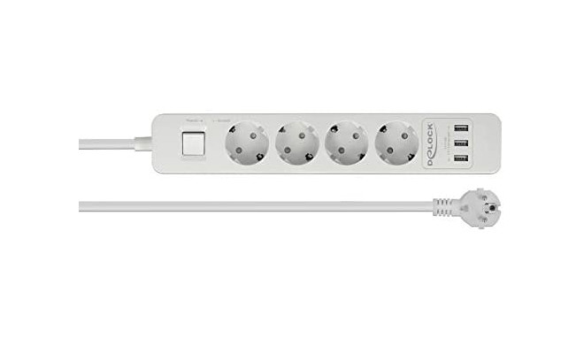 DeLock socket strip 4-way USB white