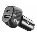 Auto įkroviklis CELLULARLINE 32W, Dual USB, USB-C port, juodas