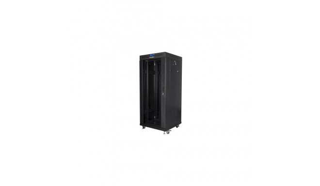 RACK CABINET 19" FREE-STANDING 27U/600X600 (FLAT PACK) WITH GLASS DOOR LCD BLACK LANBERG V2