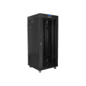 RACK CABINET 19" FREE-STANDING 27U/600X600 (FLAT PACK) WITH GLASS DOOR LCD BLACK LANBERG V2