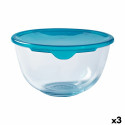 Apaļa Pusdienu Kastīte ar Vāku Pyrex Cook & Store 16 x 16 x 10 cm Zils 1 L Silikona Stikls (3 gb.)