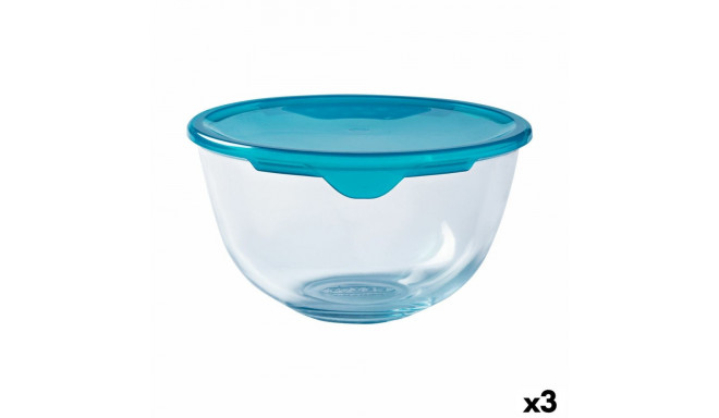 Apaļa Pusdienu Kastīte ar Vāku Pyrex Cook & Store 16 x 16 x 10 cm Zils 1 L Silikona Stikls (3 gb.)