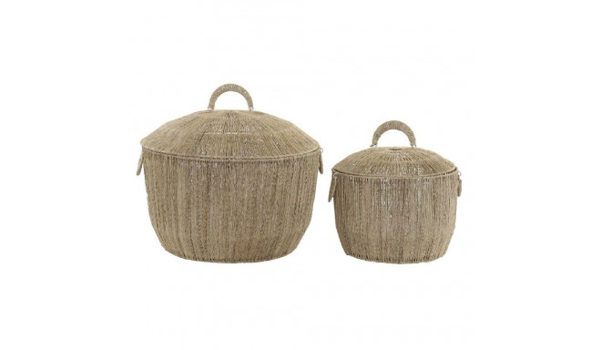 Basket set DKD Home Decor Brown Multicolour Natural Jute Metal Boho 51 x 51 x 48 cm