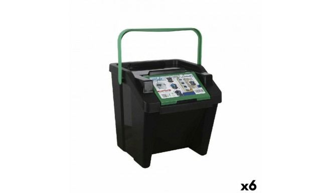 Recycling Waste Bin Tontarelli Moda Stackable 28 L Green (6 Units)