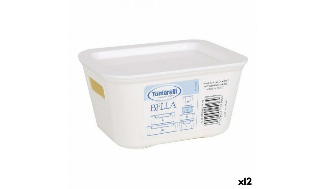 Storage Box with Lid Bella White 13,9 x 11,4 x 7,2 cm (12 Units)