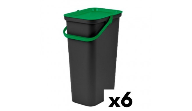 Recycling Waste Bin Tontarelli Moda 24 L Black Green (6 Units)