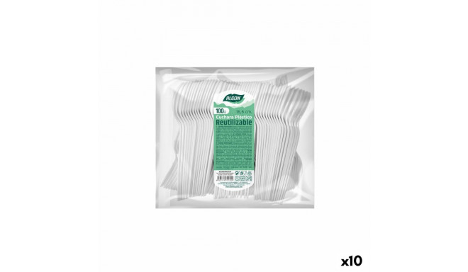 Set of Spoons Algon Reusable White 10 Units 16,6 cm
