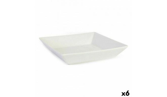 Salad Bowl La Mediterránea Elite White Ceramic 21 x 21 x 4,5 cm (6 Units) (21 x 21 x 4,5 cm)