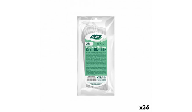 Set of Spoons Algon Reusable White 36 Units 16,5 cm