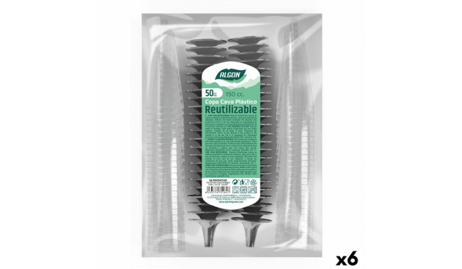 Korduvkasutatavad cava-klaasid Algon Must 6 Ühikut 150 ml (50 Tükid, osad)