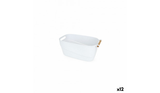 Multi-purpose basket Confortime White Wood Plastic 27 x 14,5 x 12 cm With handles (12 Units)