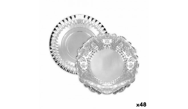 Snack tray Algon Silver Circular 23 x 23 x 1,5 cm (48 Units)