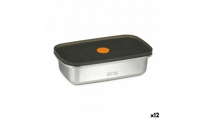 Hermetic Lunch Box Quttin   Stainless steel Rectangular 600 ml (12 Units)