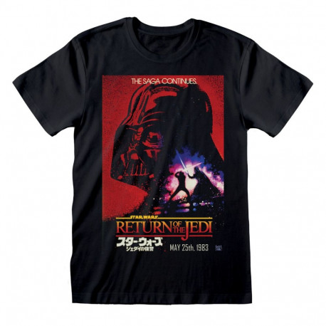 Lühikeste varrukatega T-särk Star Wars Vader Poster Must Unisex - M