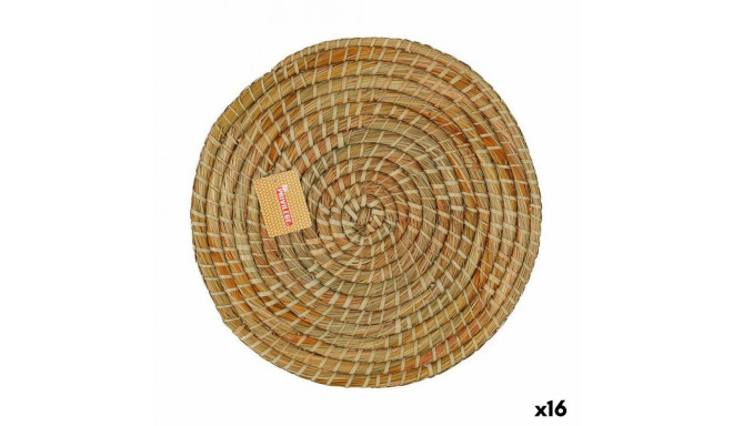 Table Mat Privilege Korne Brown wicker Ø 35 cm (16 Units)