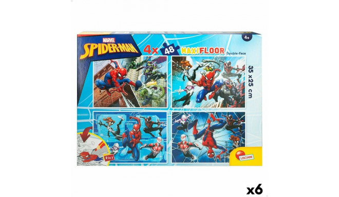 Laste pusle Spider-Man Kahesuunaline 4-funktsiooniline 48 Tükid, osad 35 x 1,5 x 25 cm (6 Ühikut)