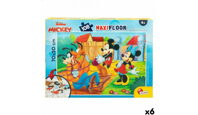 Laste pusle Mickey Mouse Kahesuunaline 108 Tükid, osad 70 x 1,5 x 50 cm (6 Ühikut)