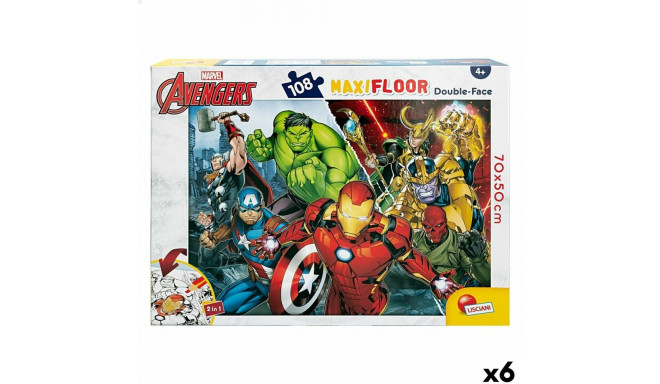Laste pusle The Avengers Kahesuunaline 108 Tükid, osad 70 x 1,5 x 50 cm (6 Ühikut)