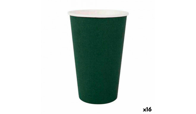 Set of glasses Algon Disposable Cardboard Green 7 Pieces 450 ml (16 Units)