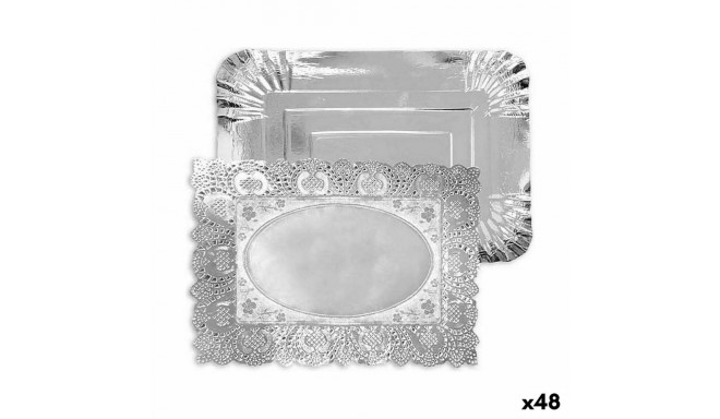 Suupistete alus Algon Hõbedane Ristkülikukujuline 25,5 x 35 x 2 cm Ühekordseks kasutamiseks (48 Ühik