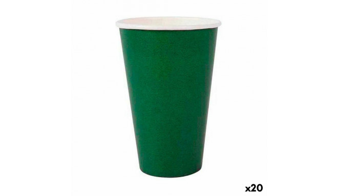 Set of glasses Algon Disposable Cardboard Green 10 Pieces 350 ml (20 Units)