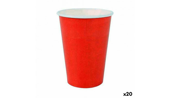 Set of glasses Algon Disposable Cardboard Red 20 Pieces 220 ml (20 Units)